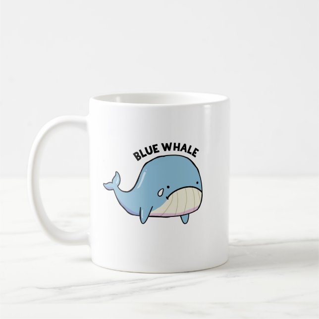 Blue Whale Sad Whale Pun Mug (Left)