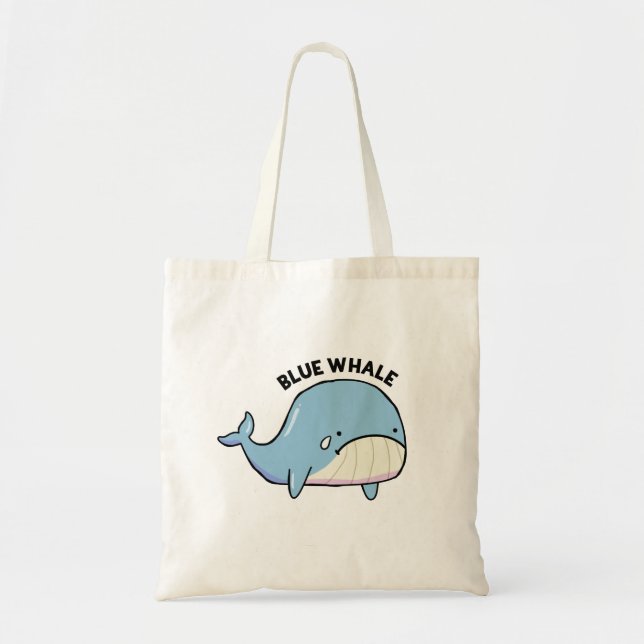 Blue Whale Sad Whale Pun Tote Bag (Front)