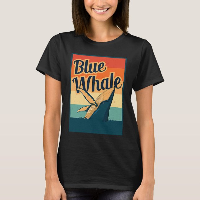 Blue Whale Sea Diving Maritime Waves Nature Protec T-Shirt (Front)