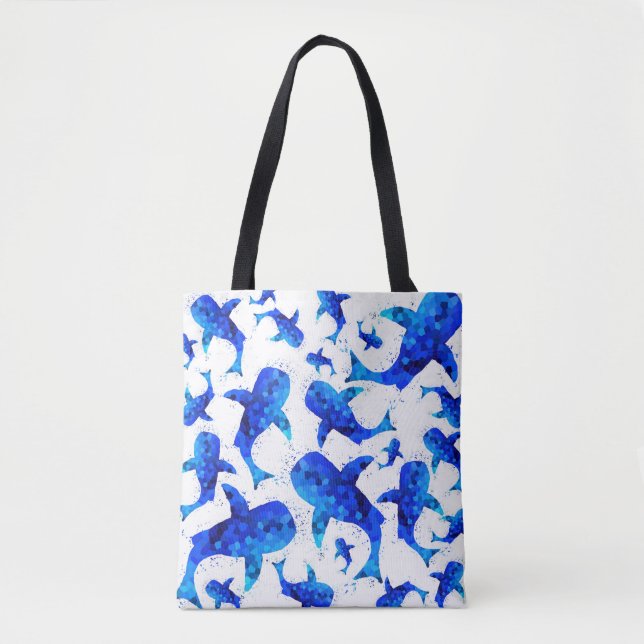 Blue Whale Shark Pattern Tote Bag (Front)