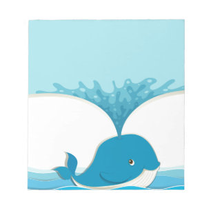 Blue whale splashing water notepad