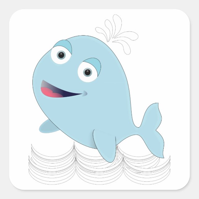 Blue Whale Square Sticker (Front)