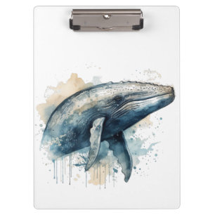 blue whale swimming, customisable clipboard