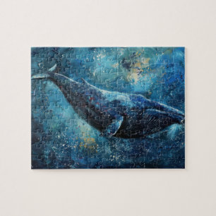 Blue whale swimming in the sea  jigsaw puzzle