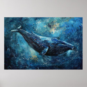 Blue whale swimming in the sea  poster