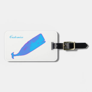 blue whale swimming Thunder_Cove any colour Luggage Tag