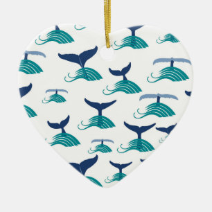 Blue Whale Tail Waves Sea Animal Ocean Marine Ceramic Tree Decoration