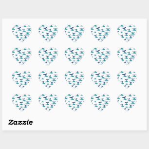 Blue Whale Tail Waves Sea Animal Ocean Marine Heart Sticker