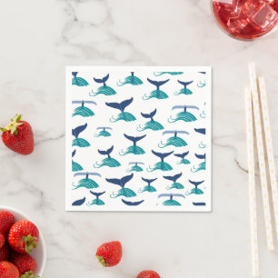Blue Whale Tail Waves Sea Animal Ocean Marine Napkin