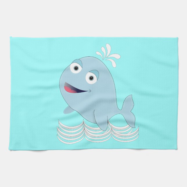 Blue Whale Tea Towel (Horizontal)