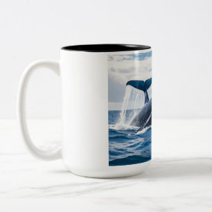 blue whale Two-Tone coffee mug