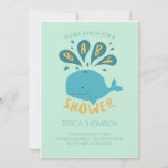 Blue Whale Water Baby Boy Unisex Shower Invitation<br><div class="desc">This invitation features a fun,  cute blue whale design with orange accent colours. This unisex design makes it perfect for a baby boy or baby girl shower.</div>