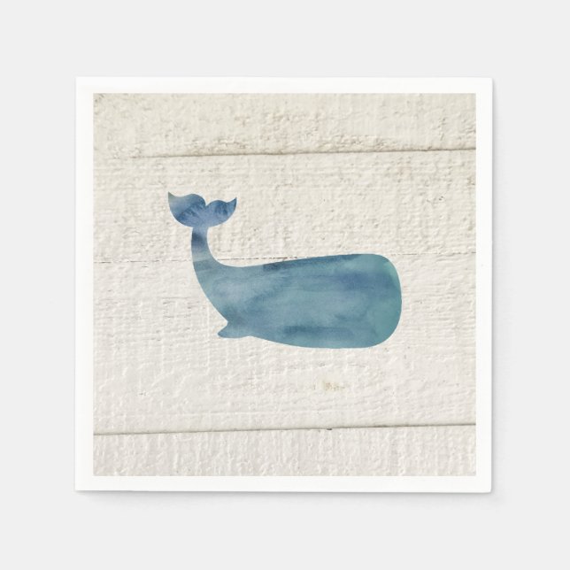 Blue Whale Watercolor Texture Napkin (Front)