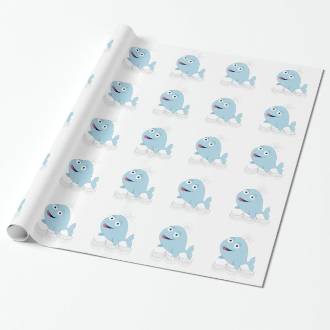 Blue Whale Wrapping Paper (Unrolled)