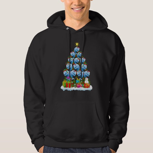 Blue Whale  Xmas Lights  Blue Whale Christmas Tree Hoodie (Front)
