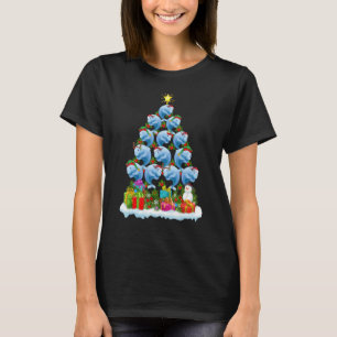 Blue Whale Xmas Lights Blue Whale Christmas Tree T-Shirt