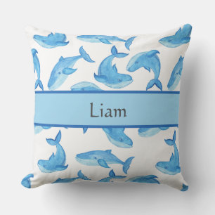 Blue Whale Your Name Ocean Sea Life Cushion