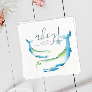 Blue Whales and Starfish Ocean Shower Personalised Napkin