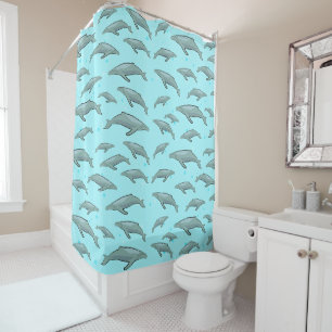 Blue Whales Design Shower Curtain