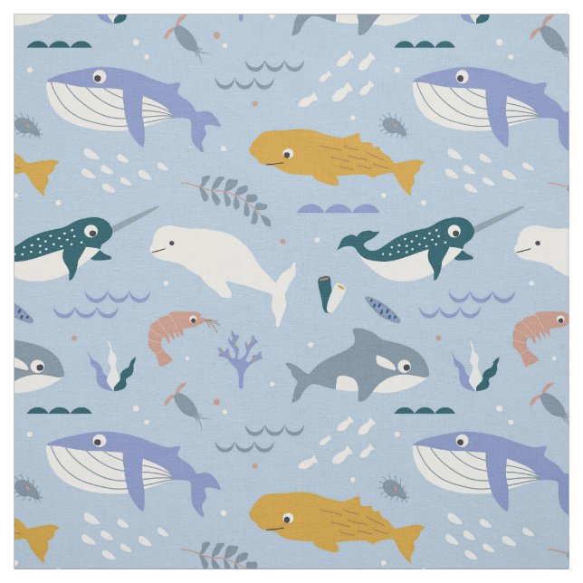 Blue whales fabric (Swatch)