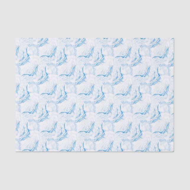 Blue Whales Family White Tissue Paper (Front)