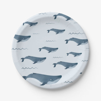 Blue Whales Swimming In The Ocean Paper Plate