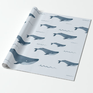 Blue Whales Swimming In The Ocean Wrapping Paper