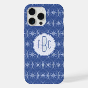 Blue wheel pattern monogram iPhone 15 pro max case