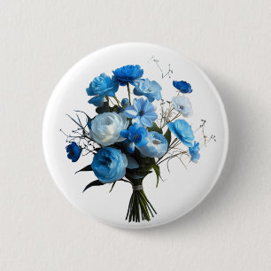 Blue & Whiite Flowers 6 Cm Round Badge