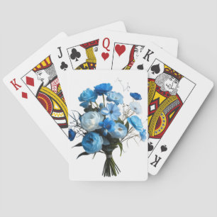 Blue & Whiite Flowers Playing Cards