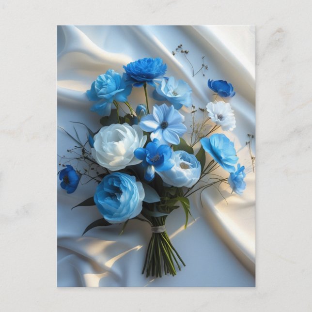 Blue & Whiite Flowers Postcard (Front)