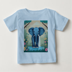 Blue Whimsical Baby Elephant, T-Shirt
