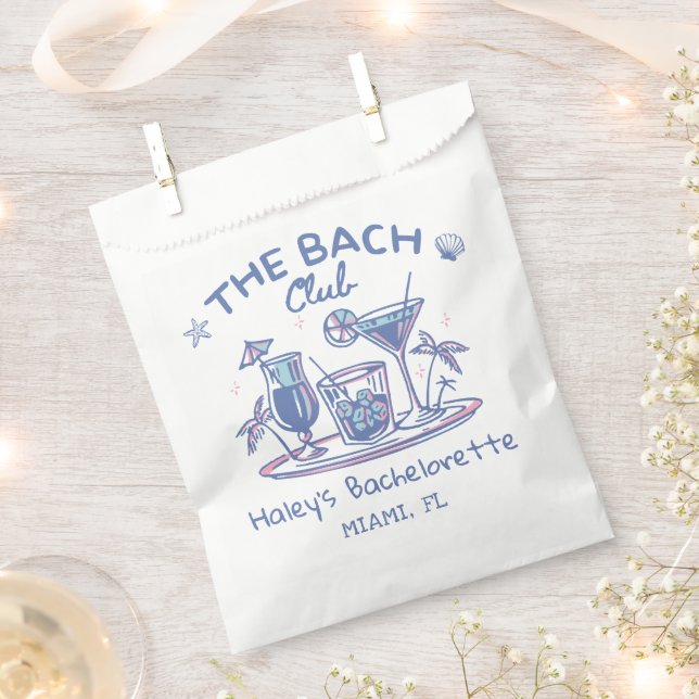 Blue Whimsical Beach Cocktail Bachelorette Party Favour Bags (Clipped)
