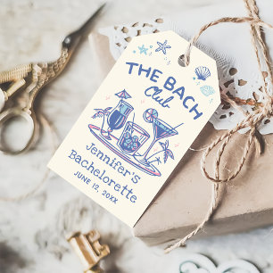 Blue Whimsical Beach Cocktail Bachelorette Weekend Gift Tags