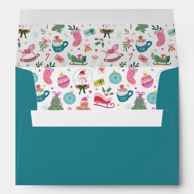 Blue Whimsical Christmas  Envelope (Back (Bottom))