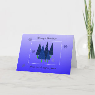 Blue Whimsical Christmas Trees Holiday Card