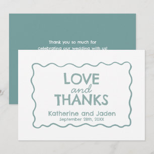 Blue Whimsical doodle wedding Flat Thank You Card