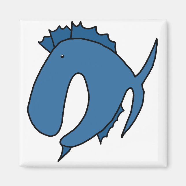 Blue whimsical fish magnet (Front)