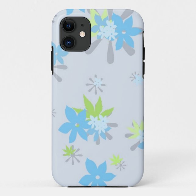 Blue Whimsical Floral Case-Mate iPhone Case (Back)
