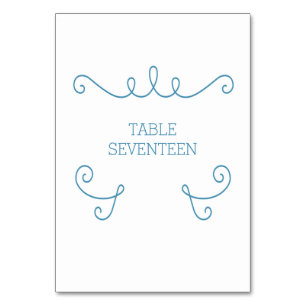Blue Whimsical Flourish Table Card