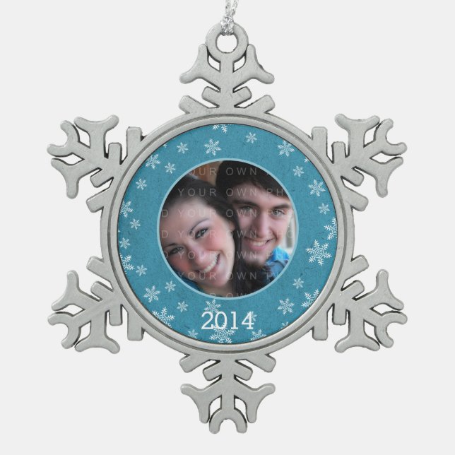 Blue Whimsical Snowflakes Snowflake Ornament (Front)