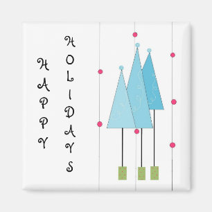 Blue Whimsical Trees Magnet