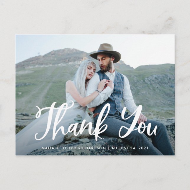 Blue Whimsy | Wedding Photo Thank You Postcard (Front)