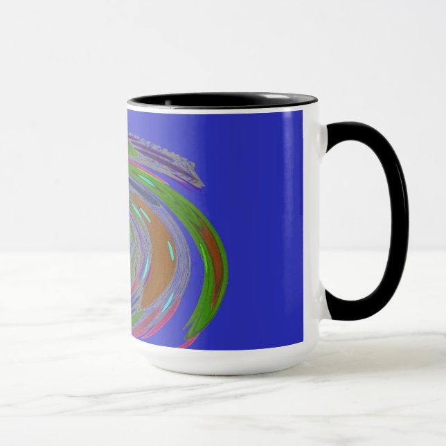 Blue Whirlwind Design Monogram Mug (Right)