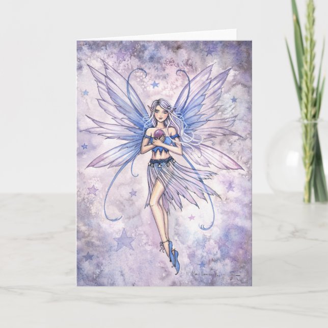 Blue Whisper Fairy Greeting Card (Front)