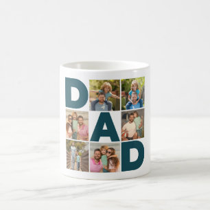 Blue & White 6 Photo Collage Dad Coffee Mug
