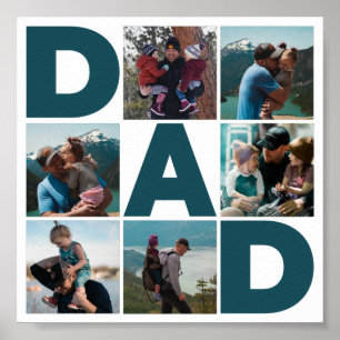 Blue & White 6 Photo Collage Dad  Poster