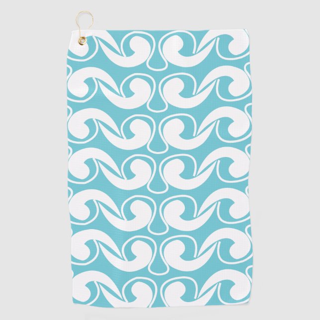 Blue White Abstract Art Golf Towel (Front)