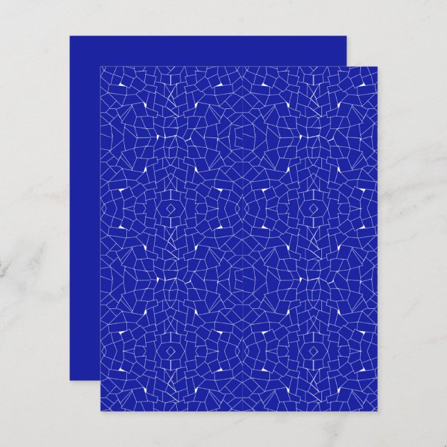 Blue White Abstract Mosaic Scrapbook Paper (Front/Back)