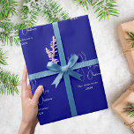 Blue white abstract reindeer modern Christmas Wrapping Paper<br><div class="desc">Blue background,  and a pattern of white abstract one line reindeer.  Personalise and add your name and year. Text; Merry Christmas</div>